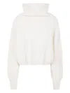 Kujten Cropped Turtleneck Sweater Long Sleeves In White