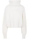 Kujten Cropped Turtleneck Sweater Long Sleeves In White