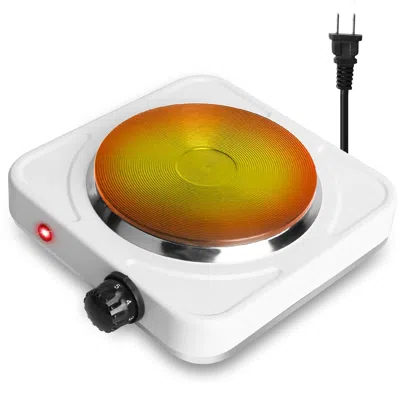 Kukah 1500w Electric Single Burner Portable Heating Hot Plate Stove Countertop Rv Hotplate With Non Slip R In White