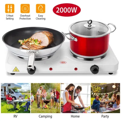 Kukah 2000w Double Electric Burner Portable Dual Counter Stove Countertop Hot Plate Kitchen Cooker Stove W