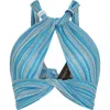 Kukhareva London Women's Blue Demi Cropped Lurex Top In Blue