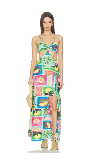 Kulani Kinis Beaded Cut Out Maxi Dress In Green