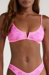 Kulani Kinis Bind Notched Bikini Top In Pink