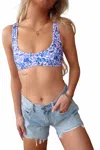Kulani Kinis Bind Slim Scoop Bikini Top In Ocean Colada In Multi