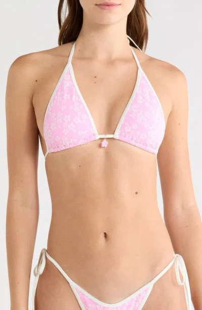 Kulani Kinis Bind Triangle Halter Bikini Top In Pink