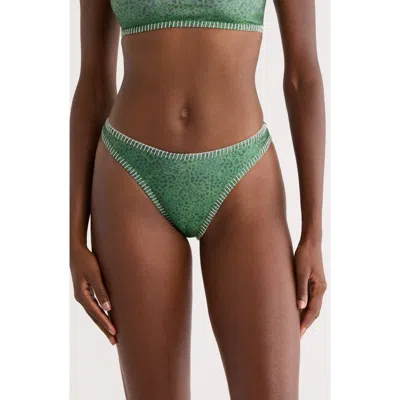 Kulani Kinis Blanket Stitch High Leg Vintage Bikini Bottoms In Green
