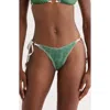 Kulani Kinis Blanket Stitch Ring Tie Bikini Bottoms In Green