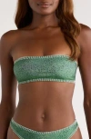 Kulani Kinis Blanket Stitch Slim Bandeau Bikini Top In Green