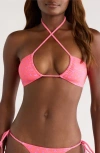 Kulani Kinis Braided Tie Bikini Top In Pink