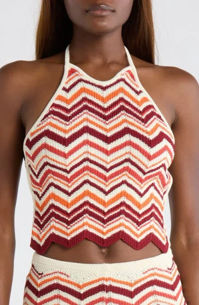 Kulani Kinis Chevron Knit Halter Crop Top In Multi