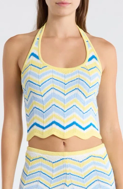 Kulani Kinis Chevron Knit Halter Crop Top In Multi