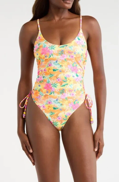 Kulani Kinis Cinched Tie One-piece Swimsuit In Multi