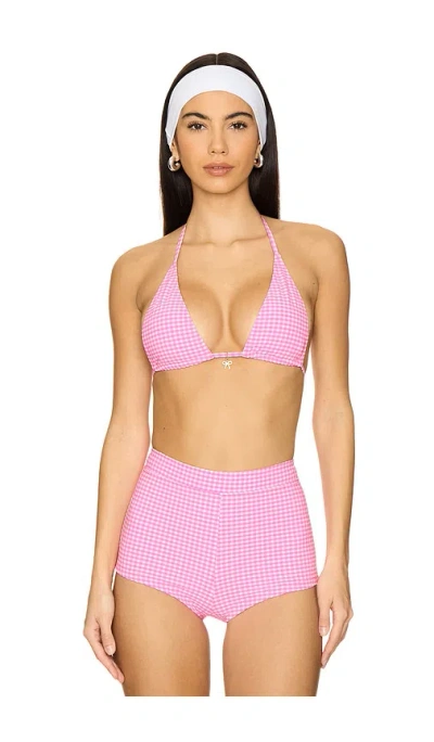 Kulani Kinis Classic Tie Halter Bikini Top In Pink