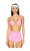 Kulani Kinis Classic Tie Halter Bikini Top In Pink Diva