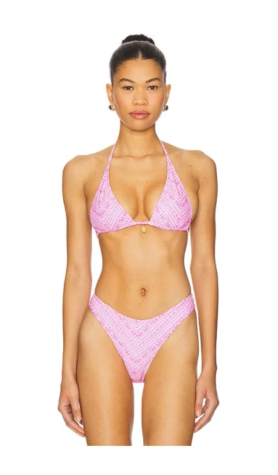 Kulani Kinis Classic Tie Halter Bikini Top In Pink