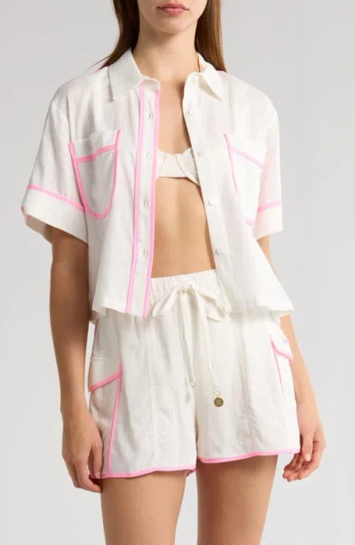 Kulani Kinis Crop Cover-up Shirt In White