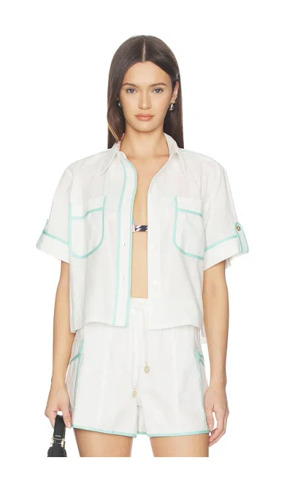 Kulani Kinis Cropped Button Up Shirt In Crystal Tides
