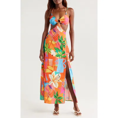 Kulani Kinis Cutout Printed Cover-up Maxi Dress In Havana Haven