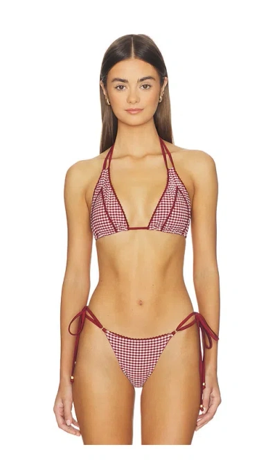 Kulani Kinis Decorative Panel Halter Bikini Top In Red