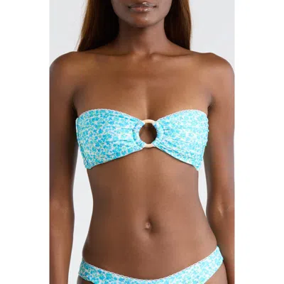 Kulani Kinis Decorative Strapless Bandeau Bikini Top In Blue
