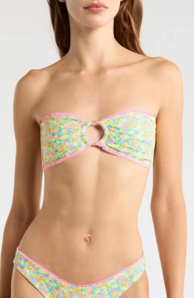 Kulani Kinis Decorative Strapless Bandeau Bikini Top In Multi