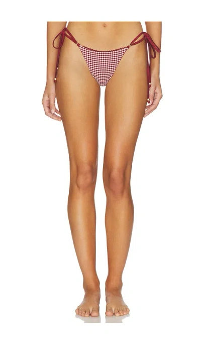 Kulani Kinis Decorative Thong Tie Side Bikini Bottom In Red