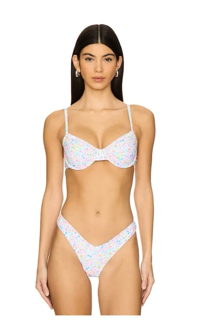Kulani Kinis Double Ruffle Underwire Bikini Top In Moonflower