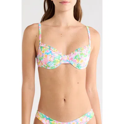 Kulani Kinis Double Ruffle Underwire Bikini Top In Multi