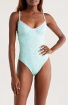 Kulani Kinis Double Ruffle Underwire One-piece Swimsuit In Blue