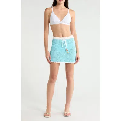 Kulani Kinis Drawstring Knit Miniskirt In Blue