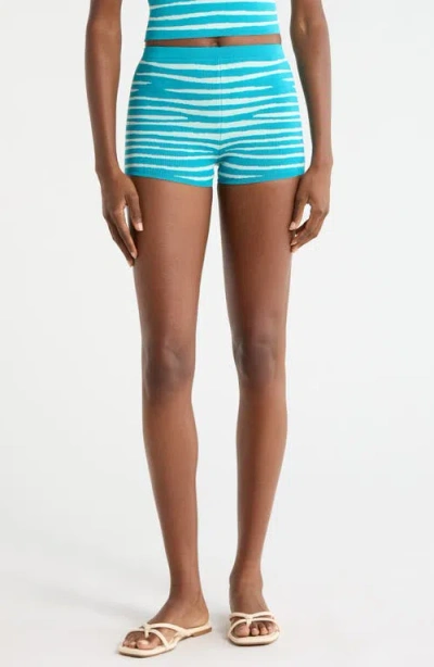 Kulani Kinis Essential Knit Cover-up Micro Shorts In Blue