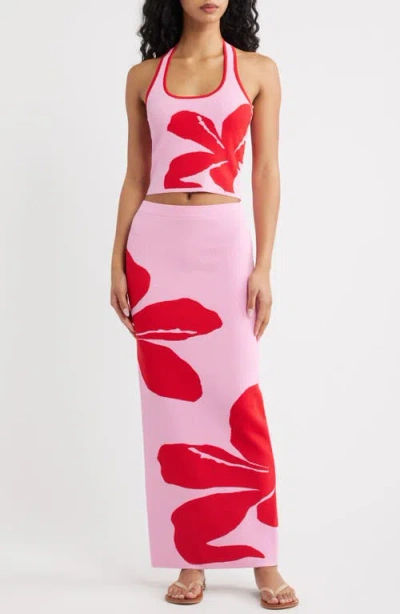 Kulani Kinis Floral Knit Maxi Skirt In Pink