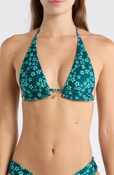 Kulani Kinis Frill Halter Bikini Top In Green