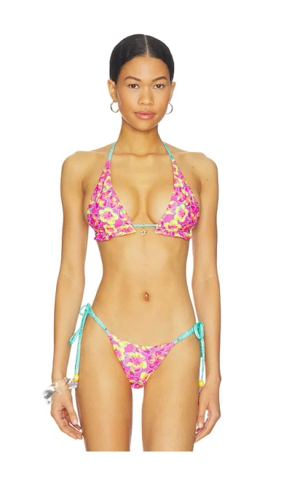 Kulani Kinis Frill Halter Bralette Bikini Top In Sun Pop