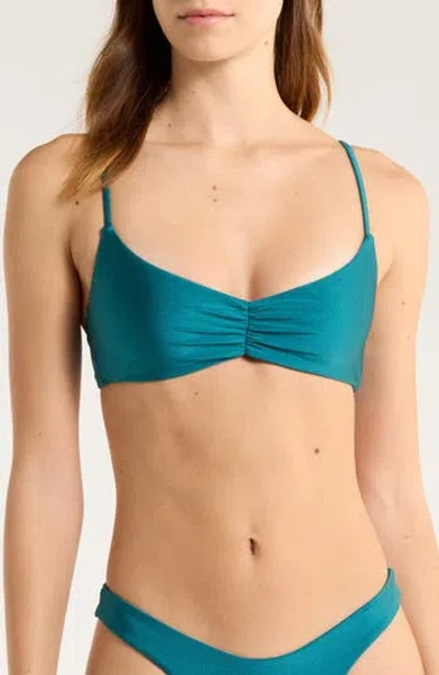 Kulani Kinis Gathered Crop Bikini Top In Blue