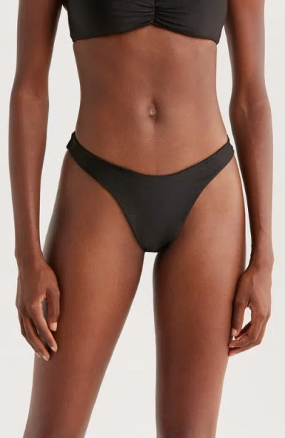 Kulani Kinis Gathered Deep V-cut Bikini Botttoms In Black