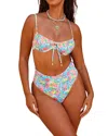 Kulani Kinis High Hip Cheeky Bikini Bottom In Mermaid Garden In Blue