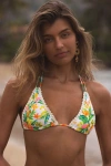 Kulani Kinis Keahi White Multi Tropical Print Crochet Halter Bikini Top