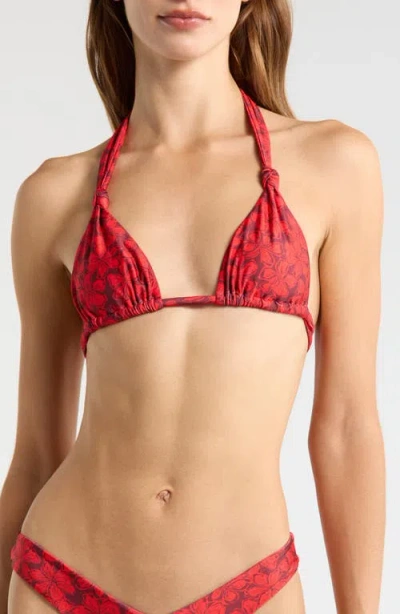 Kulani Kinis Knotted Halter Bikini Top In Red