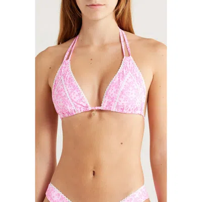 Kulani Kinis Lace Trim Halter Bikini Top