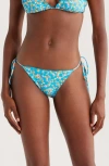 Kulani Kinis Lettuce Trim Side Tie Bikini Bottoms In Blue