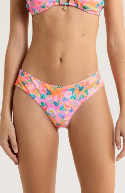 Kulani Kinis Lettuce Trim Thong Bikini Bottoms In Blue