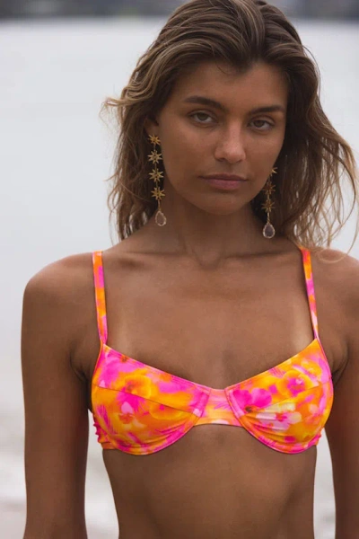 Kulani Kinis Lucea Orange And Pink Floral Underwire Bikini Top