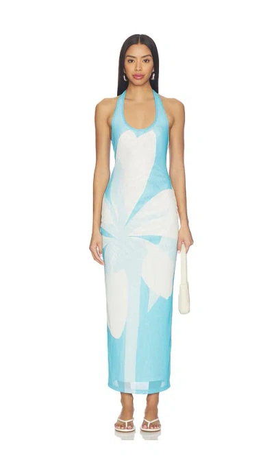 Kulani Kinis Mesh Halter Maxi Dress In Blue