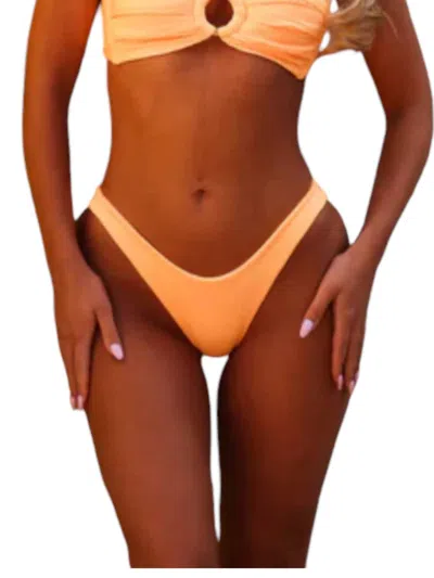 Kulani Kinis Minimal Full Coverage Bikini Bottom In Mango Ribbed In Multi