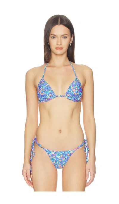 Kulani Kinis Padded Bind Triangle Bikini Top In Blue