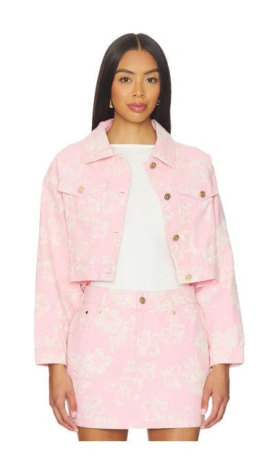 Kulani Kinis Pixie Cropped Denim Jacket In Pink