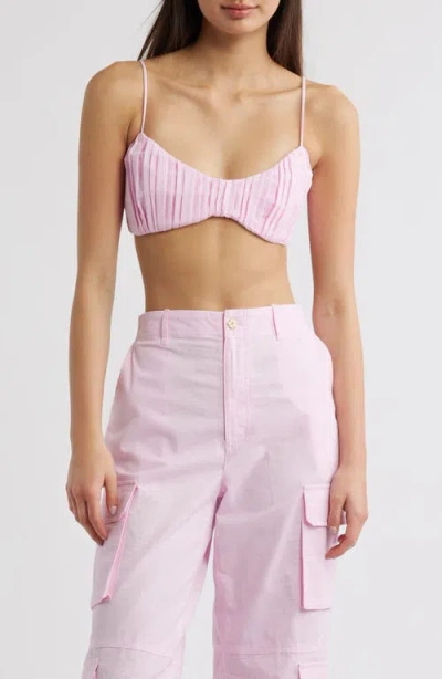 Kulani Kinis Pleated Cotton & Linen Bralette Top In Multi