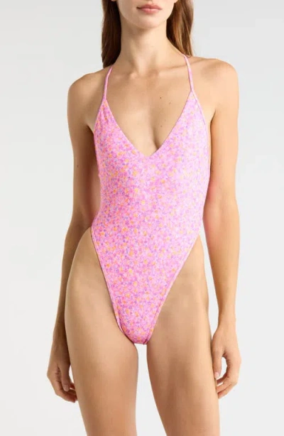 Kulani Kinis Plunge Cross Back One-piece Swimsuit In Pink