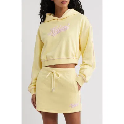 Kulani Kinis Puff Paint Cropped Hoodie In Yellow